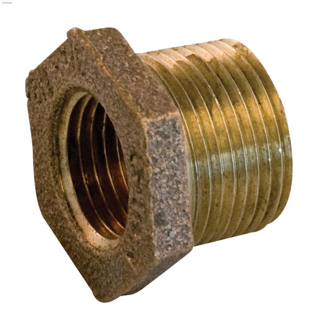 1/2" x 3/8" Thread Red Bronze Hex Bushing