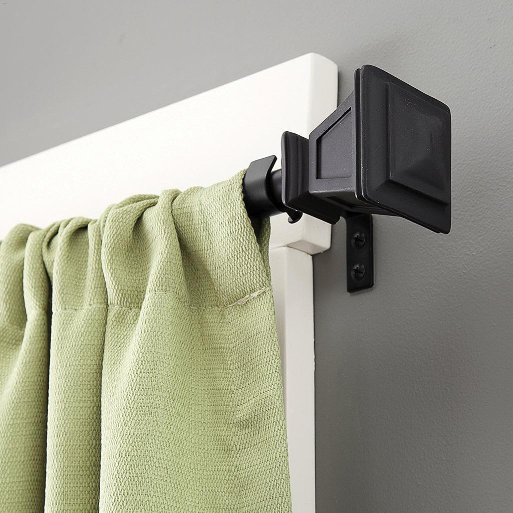 5/8" 28 - 48" Black Seville Single Window Curtain Rod