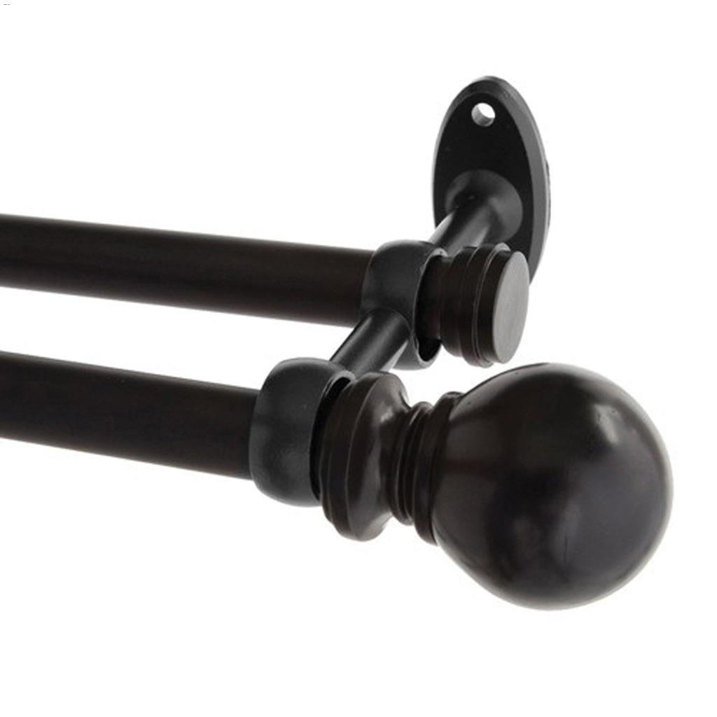 5/8" 66 - 120" Black Wakefield Double Curtain Rod