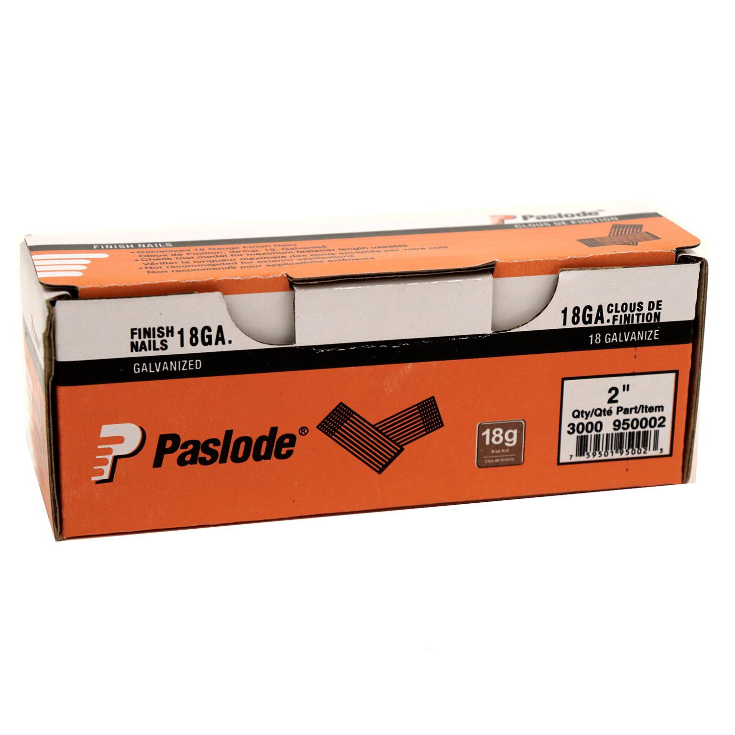 Clou à tête perdue galvanisé Paslode 2" calibre 18 -3000/bte