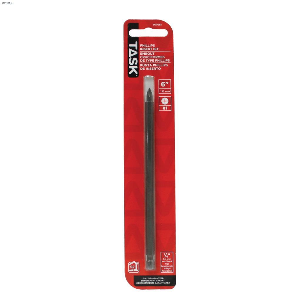 6" #1 Phillips S2 Steel Screwdriver Bit