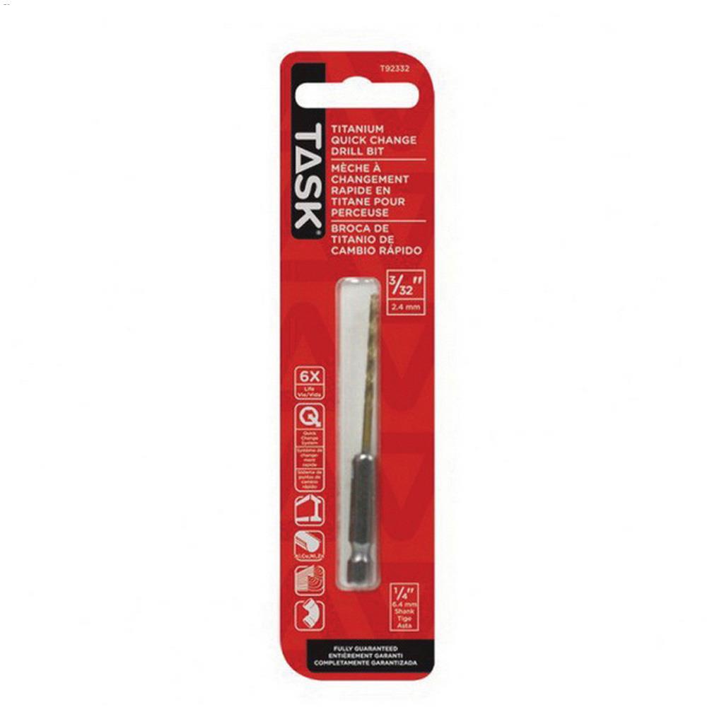 Mèche de Perceuse de 3/32" en Titane à Changement Rapide