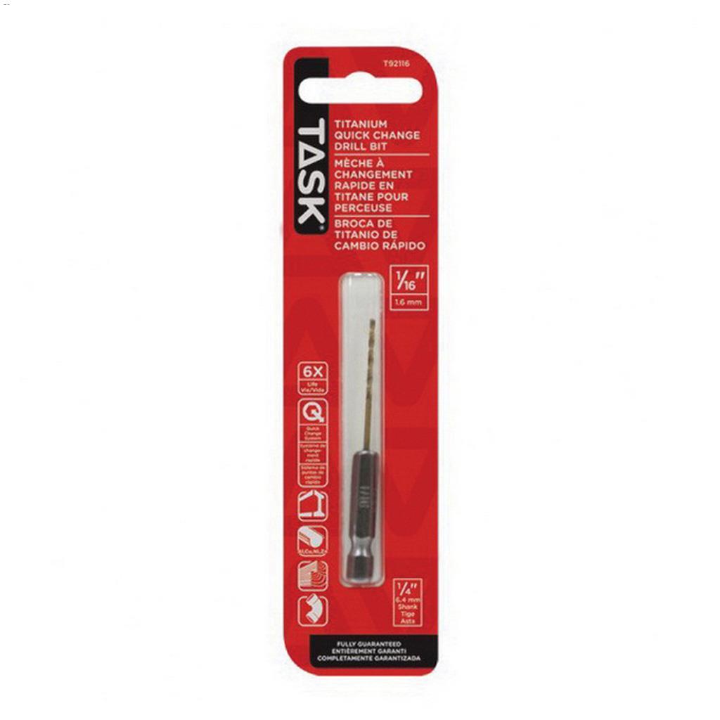 Mèche de Perceuse de 1/16" en Titane à Changement Rapide