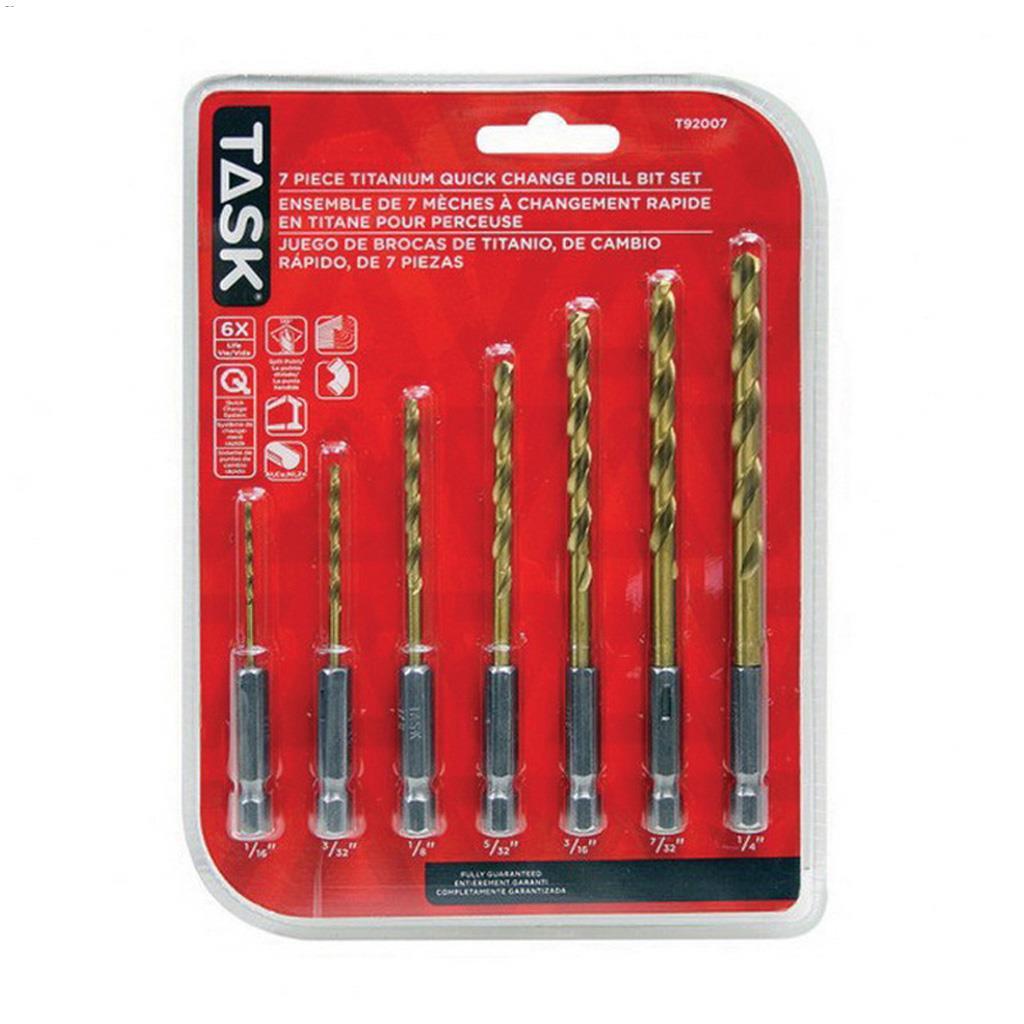1/16" - 1/4" Ensemble de forets revêtus de titane - 7/paquet