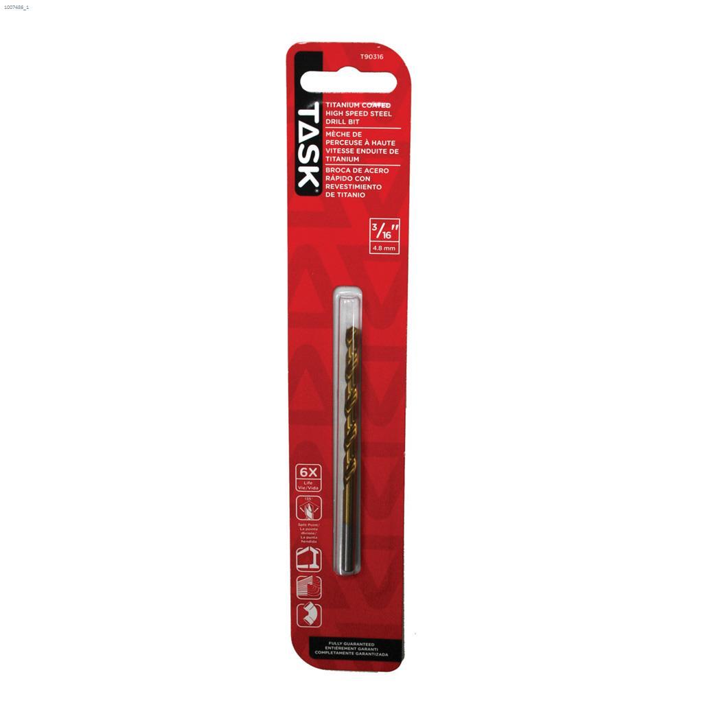 3/16" Titanium Coated Split Point Drill Bit