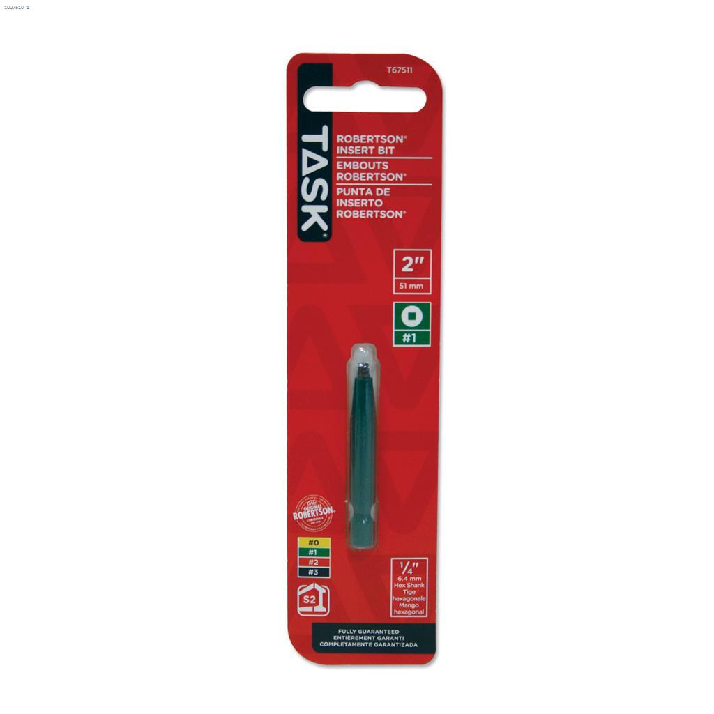 2" #1 Robertson Tip Green 2 Piece Screwdriver Bit