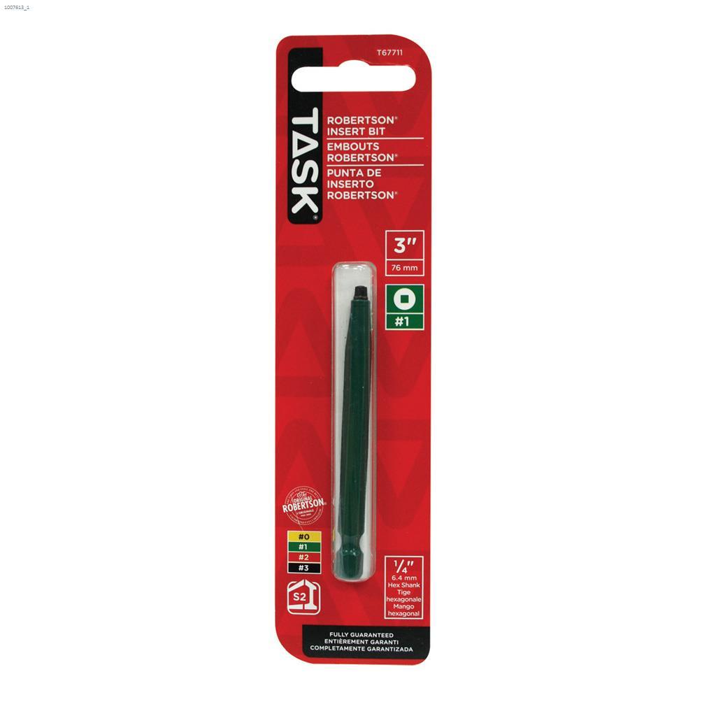 3" #1 Robertson Tip Green 2 Piece Screwdriver Bit