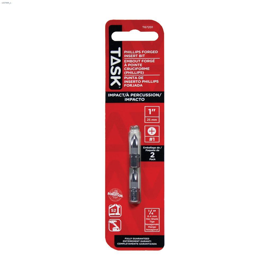 1" #1 Phillips S2 Steel Impact Driver Bit-2/pack