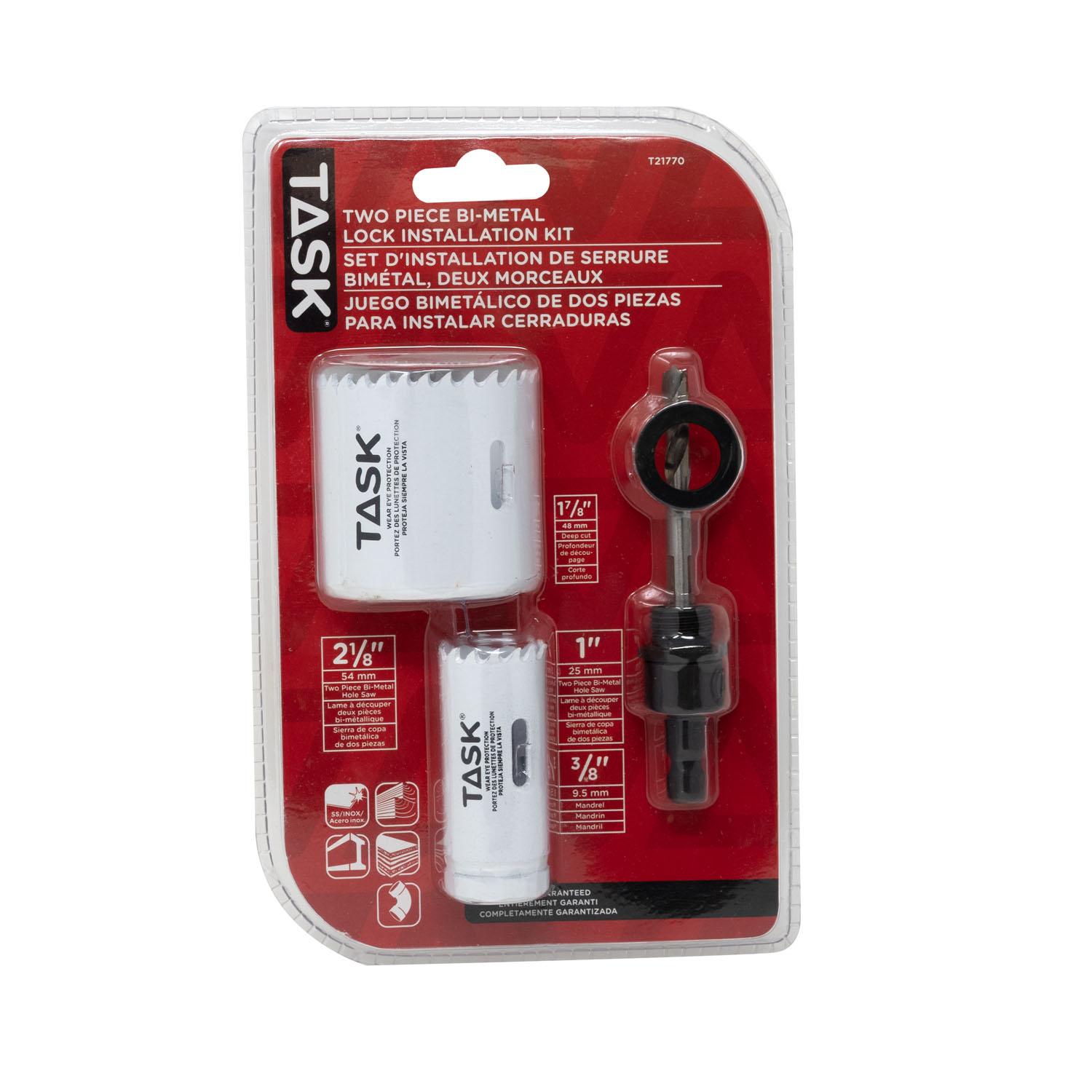 Bi-Metal 3 Piece Deep Cut Door Lock Installation Kit