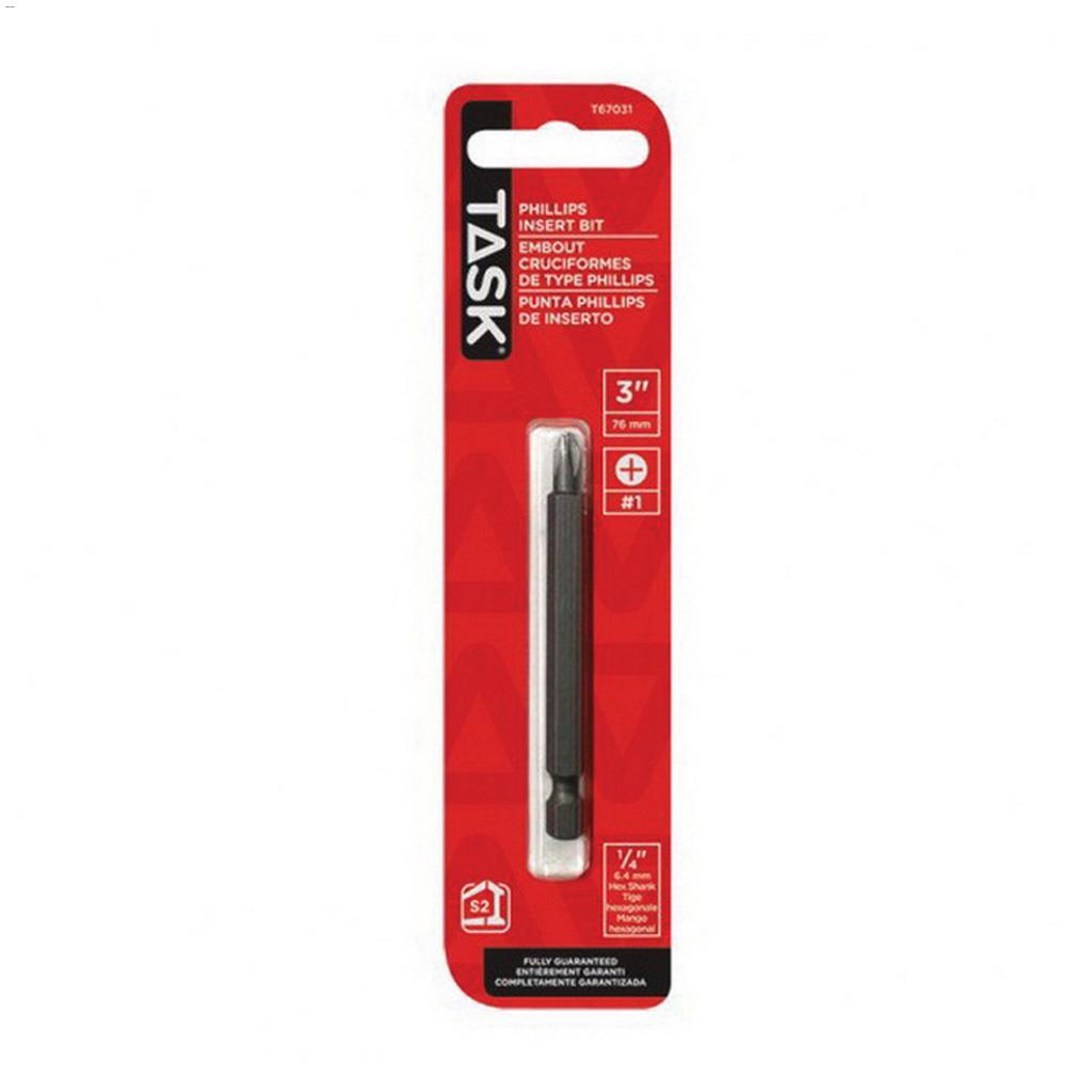 3" #1 Phillips S2 Steel Screwdriver Bit