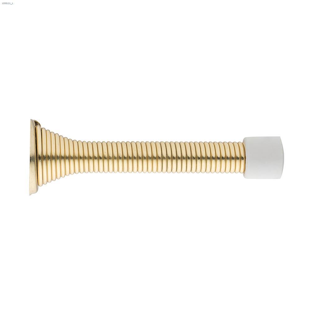 15/16" x 3-1/8" Polished Brass Spring Door Stop