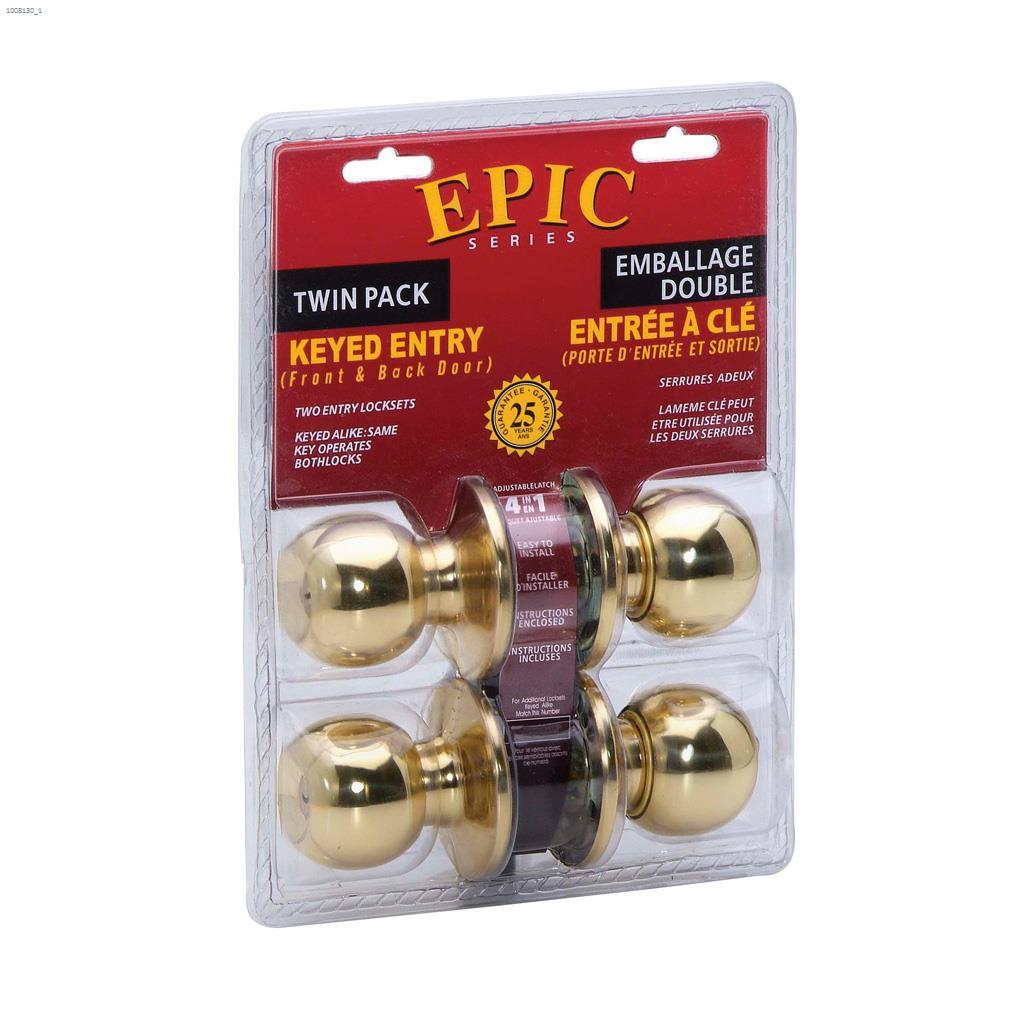 Epic Twin Entry Knob Polished Brass