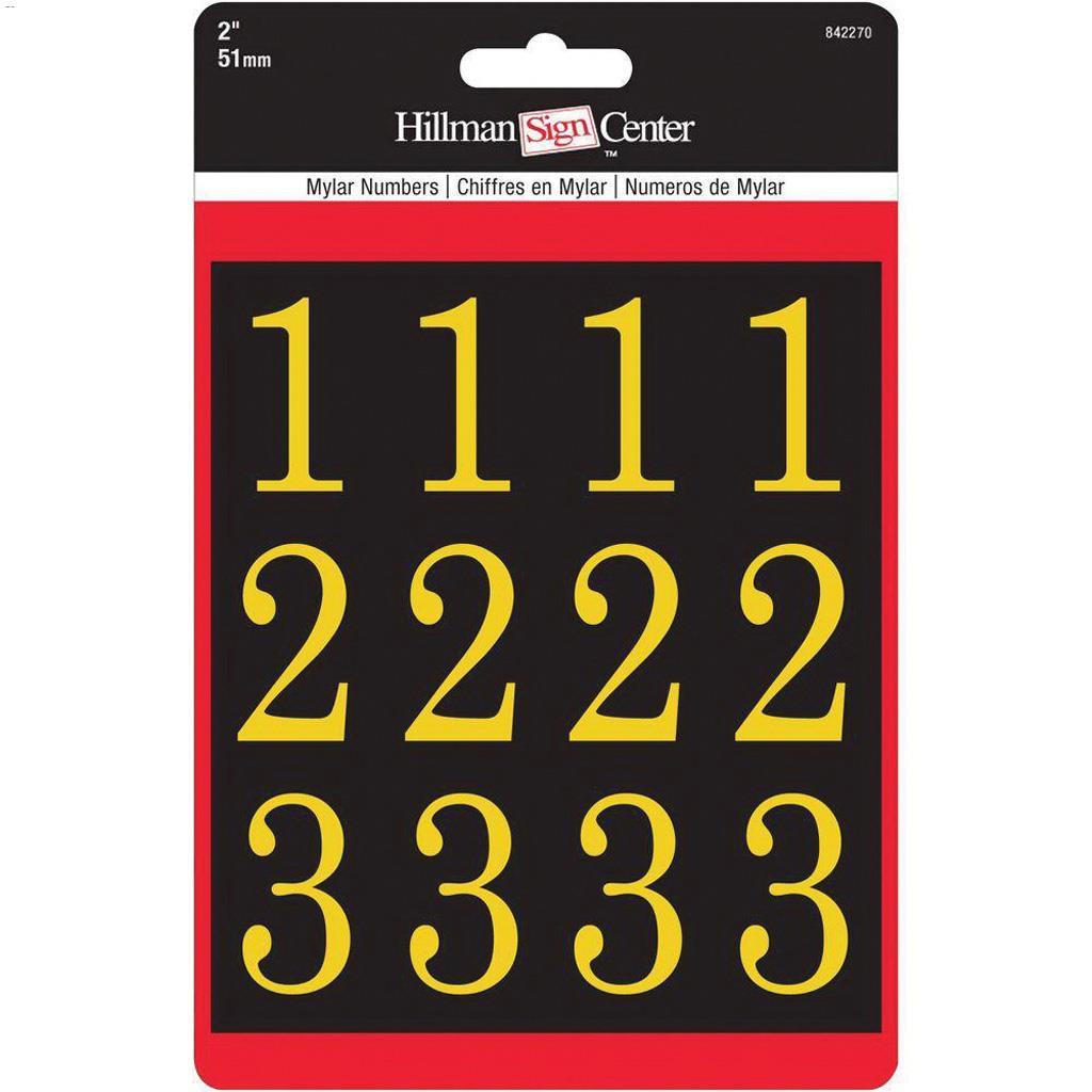 2" Gold On Black Mylar Numbers Kit