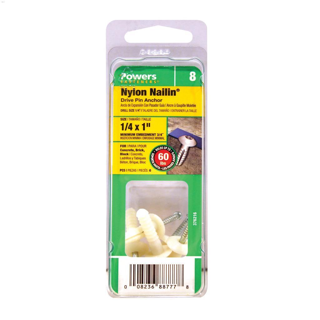 Nailing 1/4" x 1" Nylon Anchor-6/Pack
