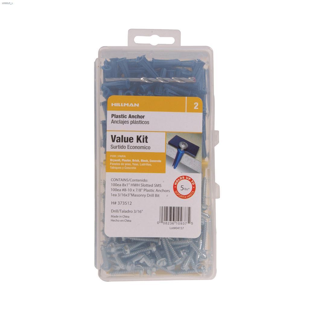 #8-10 x 7/8" SMS Blue Conical Plastic Anchor