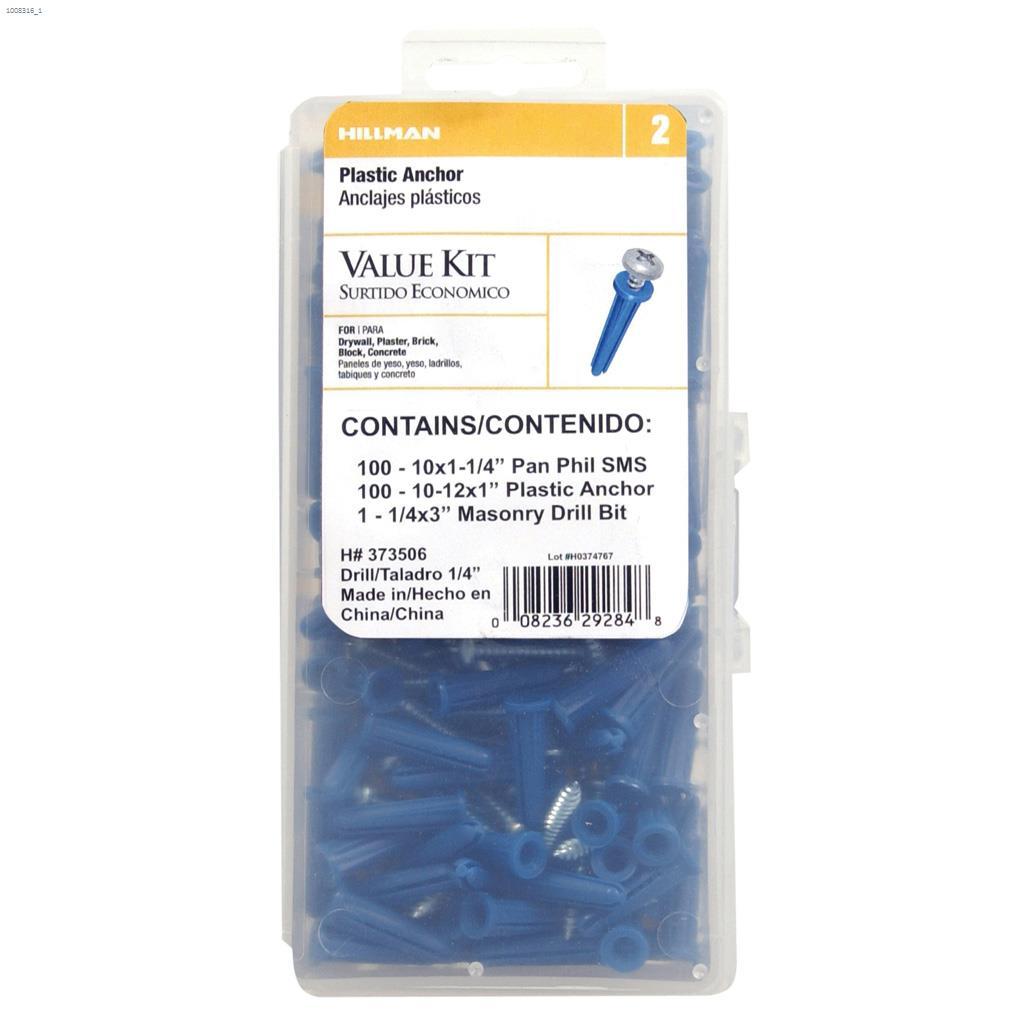 #10-12 x 1" Phillips SMS Conical Plastic Anchor