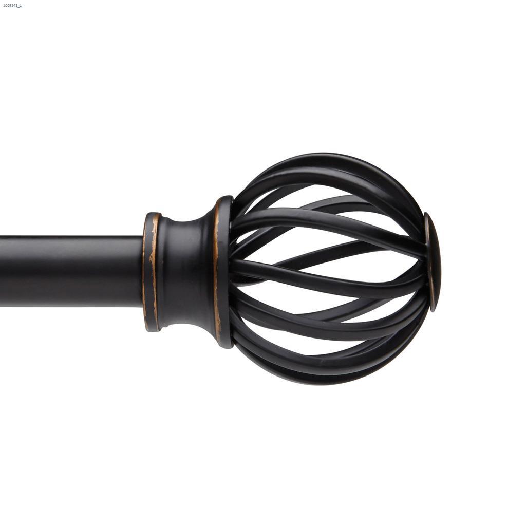 5/8" 48 - 88" Black Coppola Adjustable Single Curtain Rod