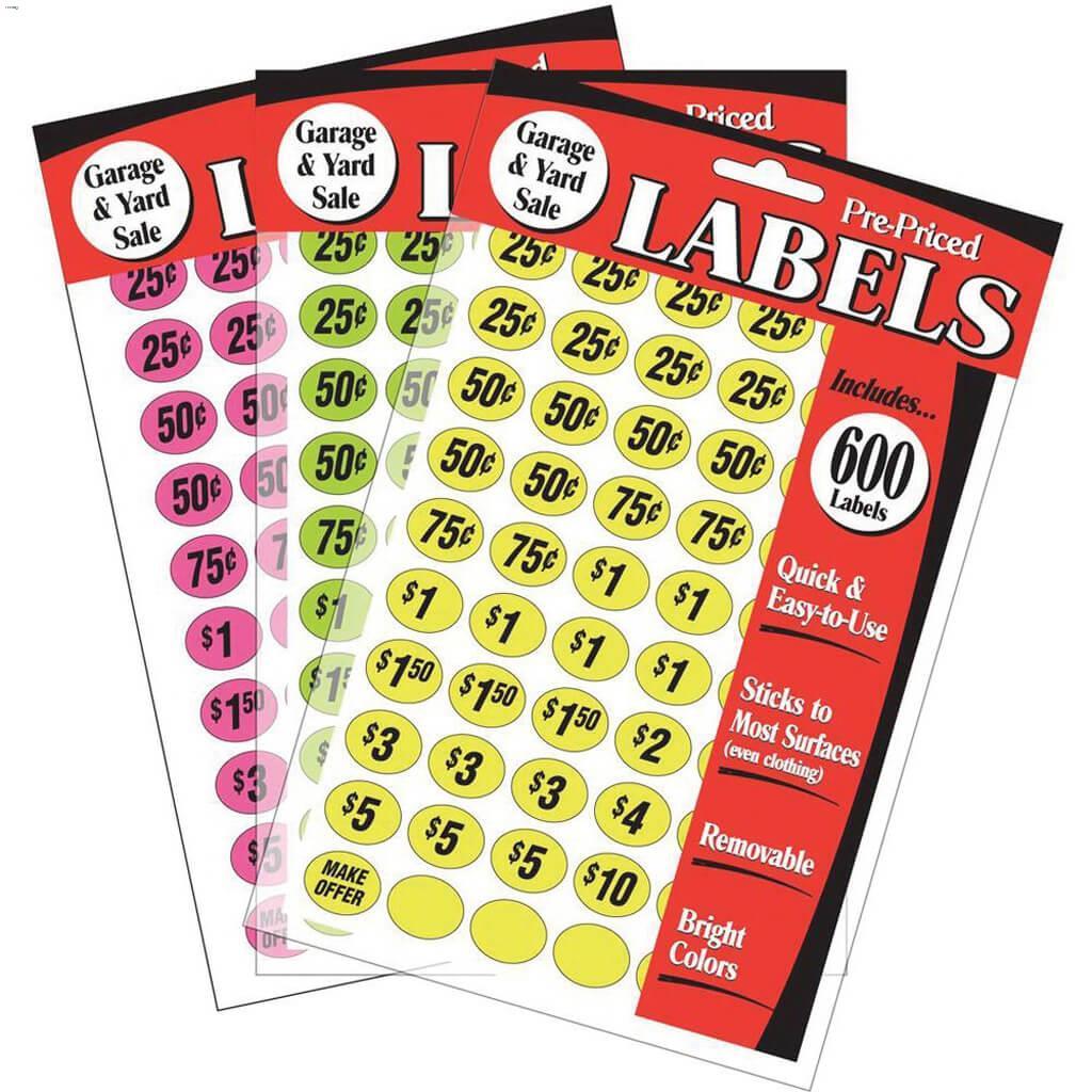 Assorted Colors Plastic Pre-Priced Label