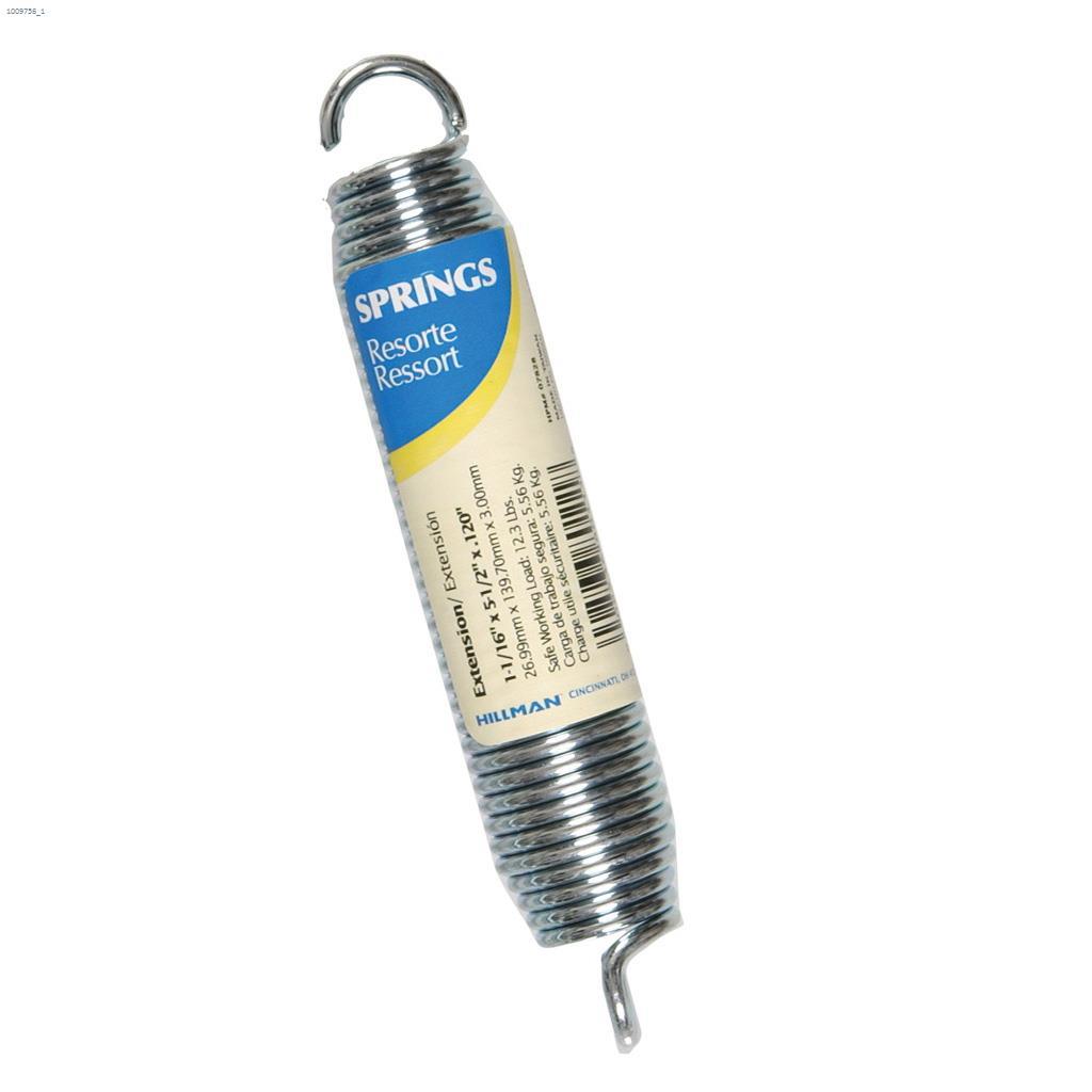 1.06" x 5-1/2" Zinc Plated Utility Extension Spring-1/Pack