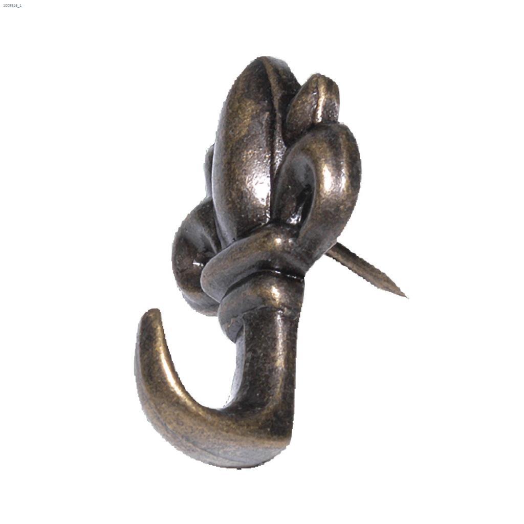 Antique Brass Fleur De Lis Head Push Pin Hanger -1/Pack