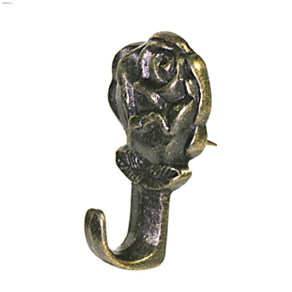 Antique Brass Rose Head Push Pin Hanger -3/Pack