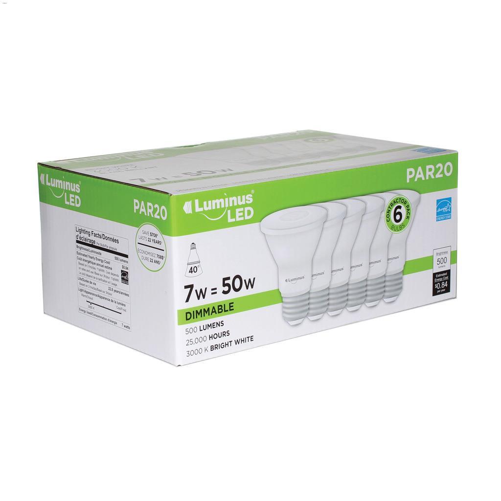 Paquet de 6 ampoules DEL 7 Watt E26 PAR20