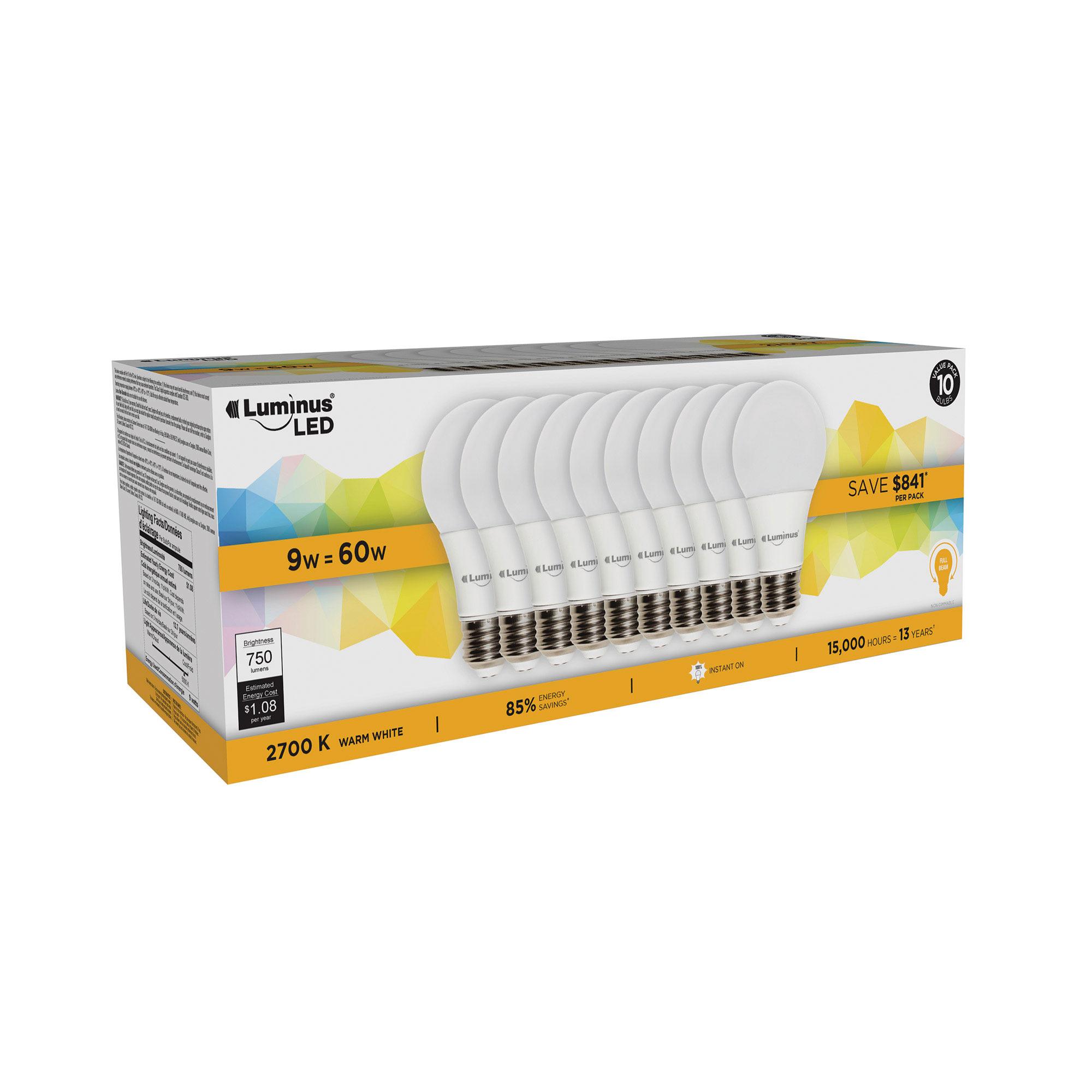 Paquet de 10 ampoules DEL9 Watt A19