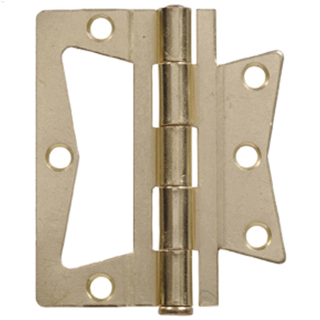 3" x 3" Brass Plated Non Mortise Hinge-2/Pack