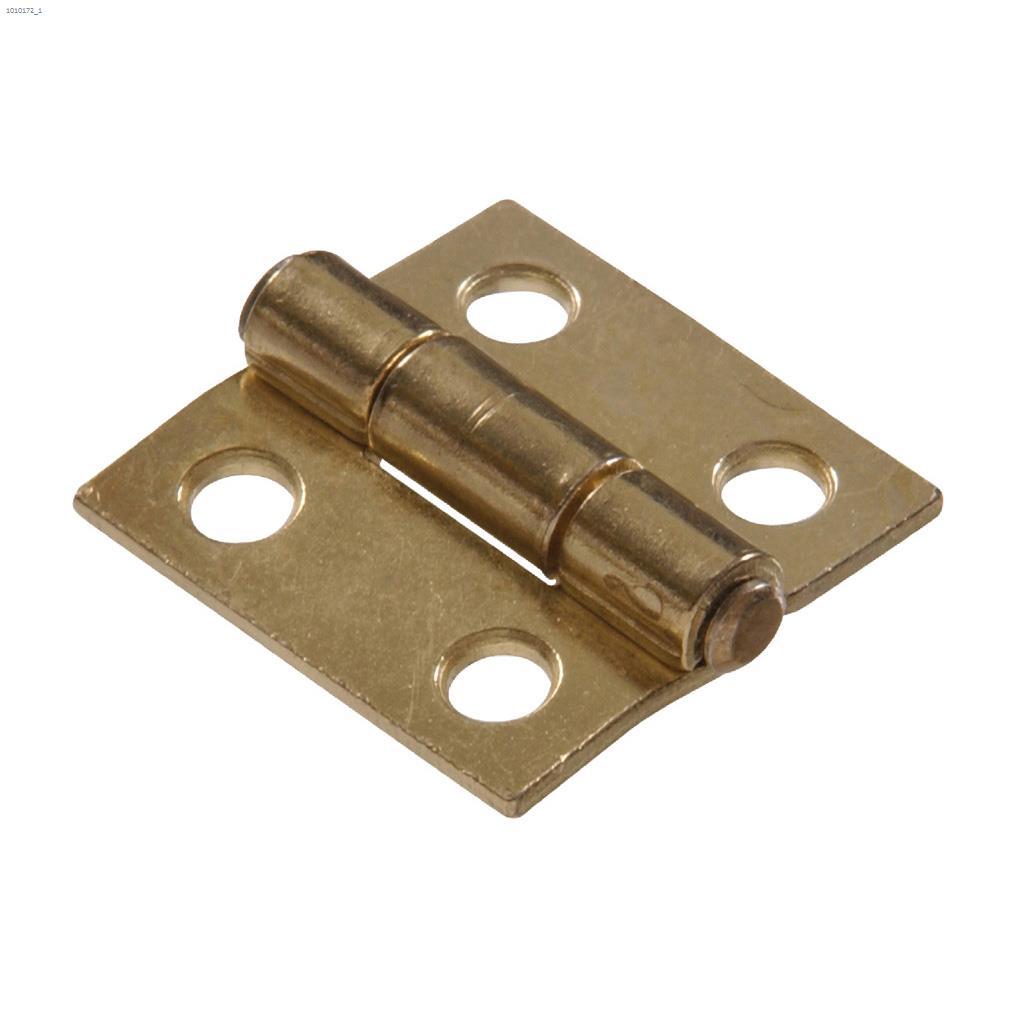 3" Brass Plated Fixed Pin Light Narrow Hinge-2/Pack