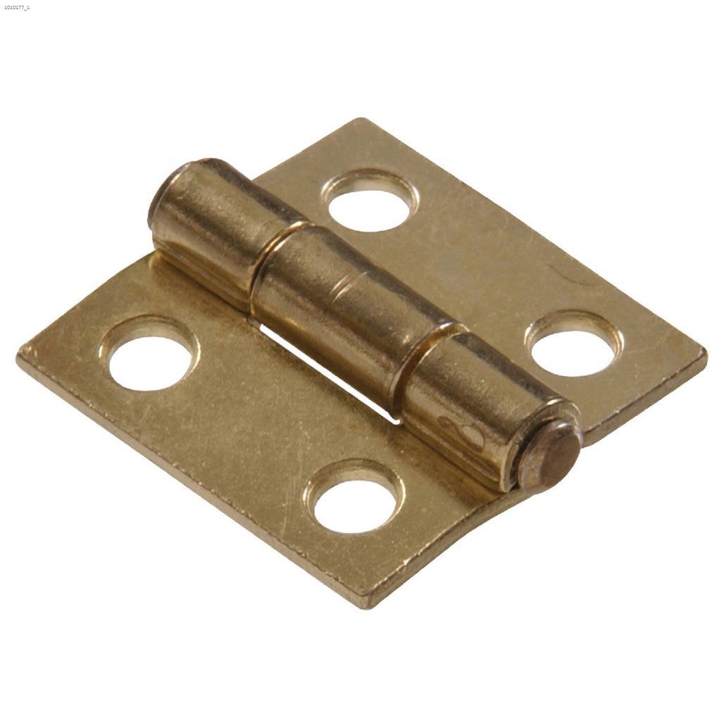 1-1/2" Brass Plated Fixed Pin Light Narrow Hinge