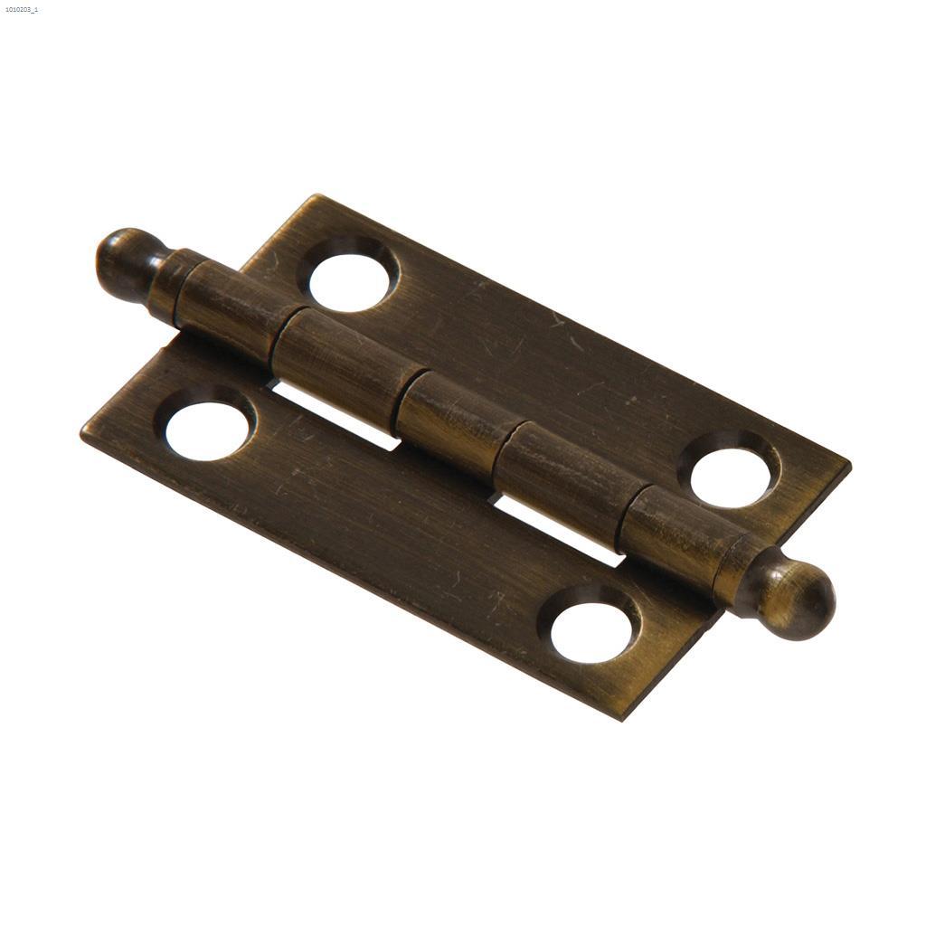 2" x 1-3/8" Antique Solid Brass Ball Tipped Hinge-2/Pack