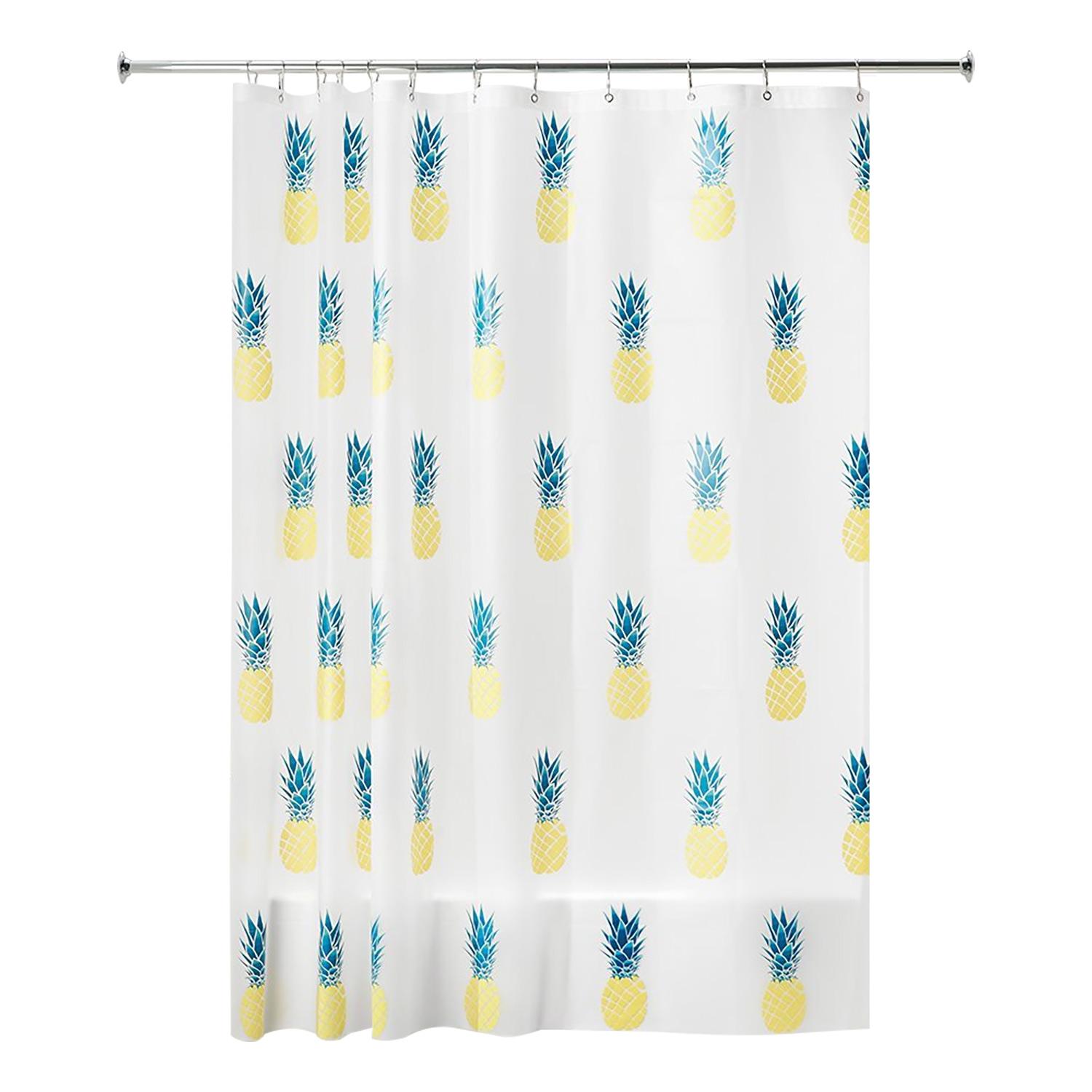 72" x 72" Yellow/Teal PEVA Pineapple Shower Curtain
