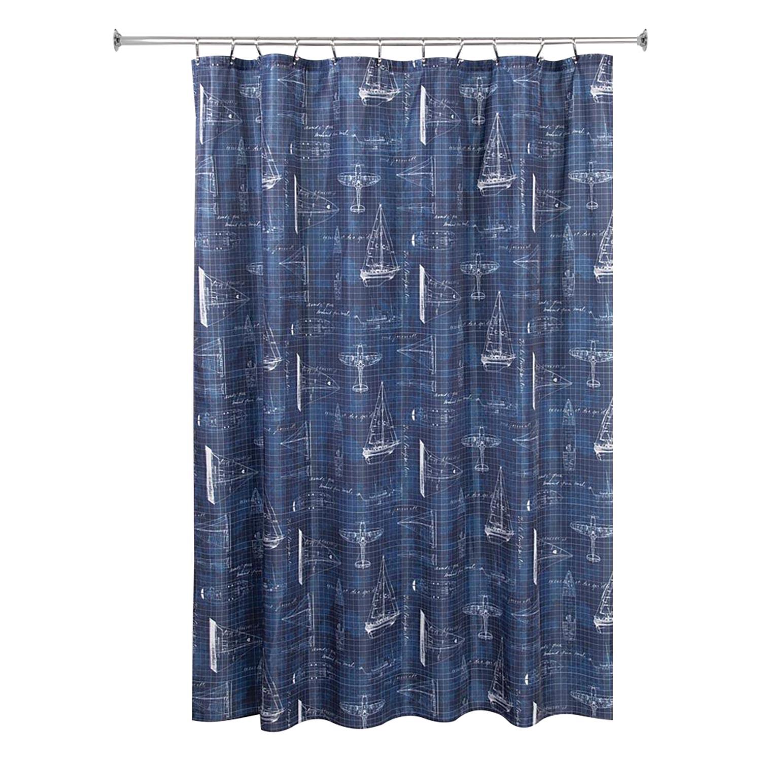 72" x 72" Sailboat - Navy Nautical Shower Curtain