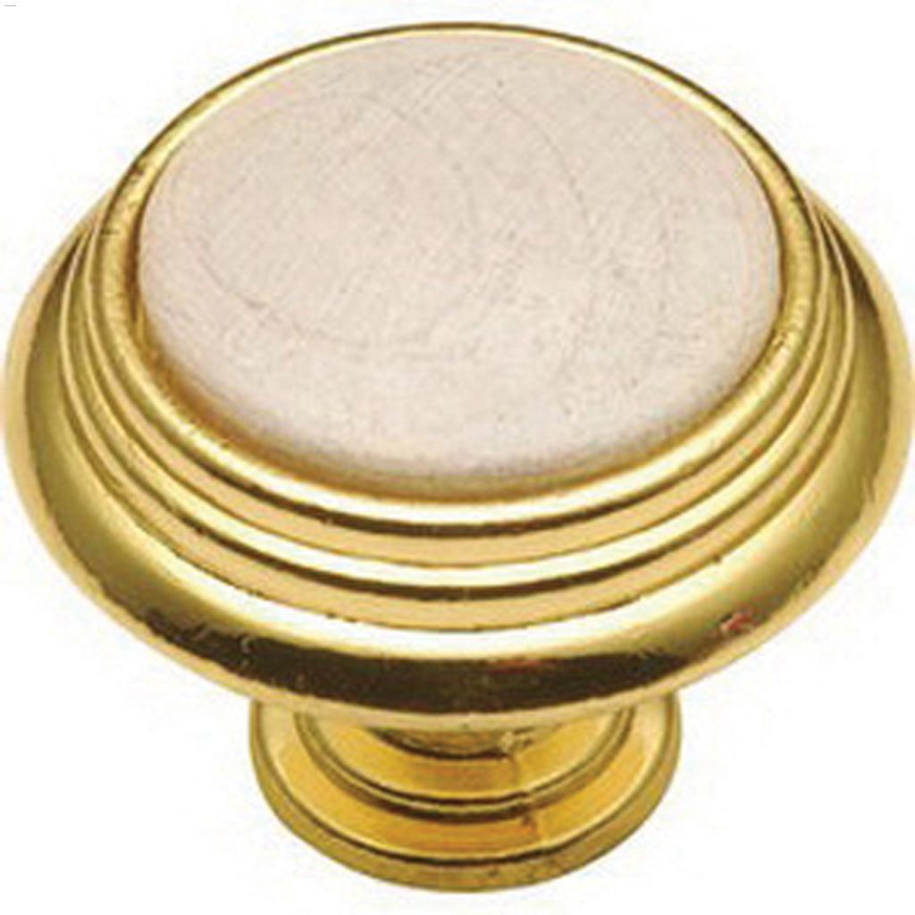 1-1/4" Bouton de porte Woodgrain Érable Givré en laiton poli