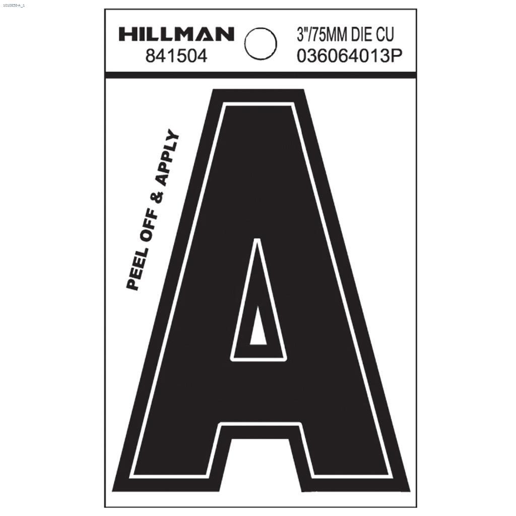 A - 3" Black Vinyl Peel-Off Letter