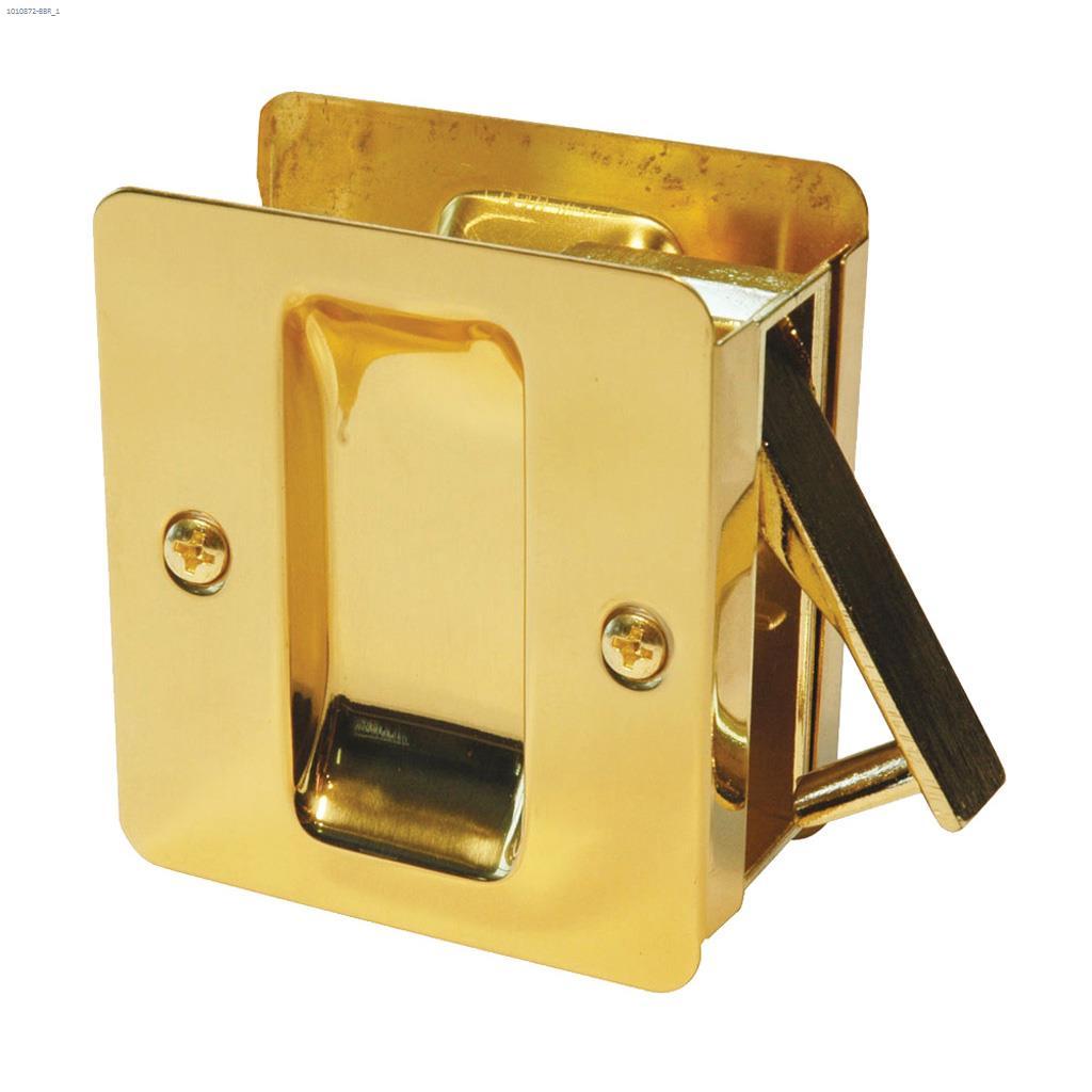 Pocket Door Lock Square Passage Bright Brass