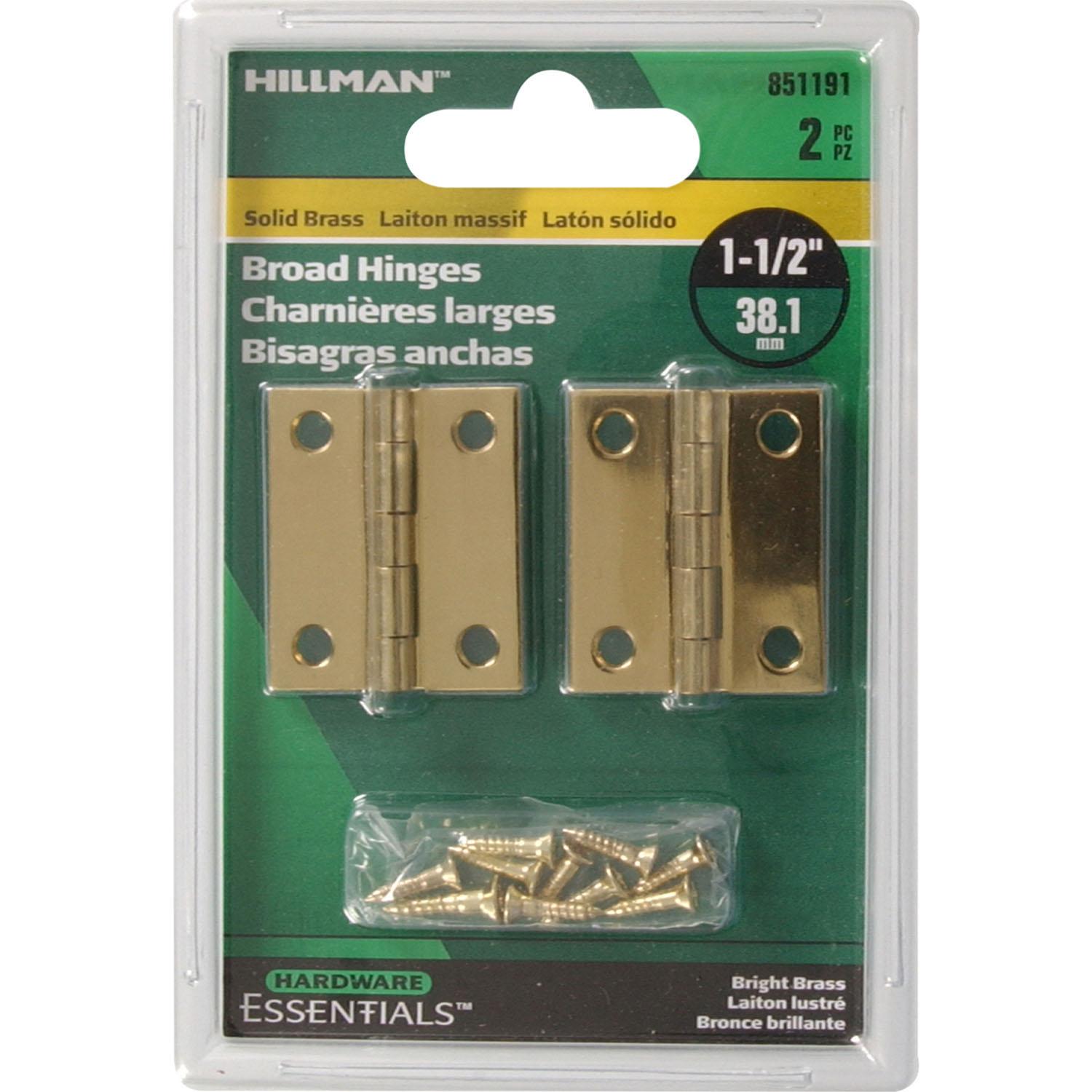 1-1/2 x 1-1/4" Brass Solid Brass Broad Hinge-2/Pack
