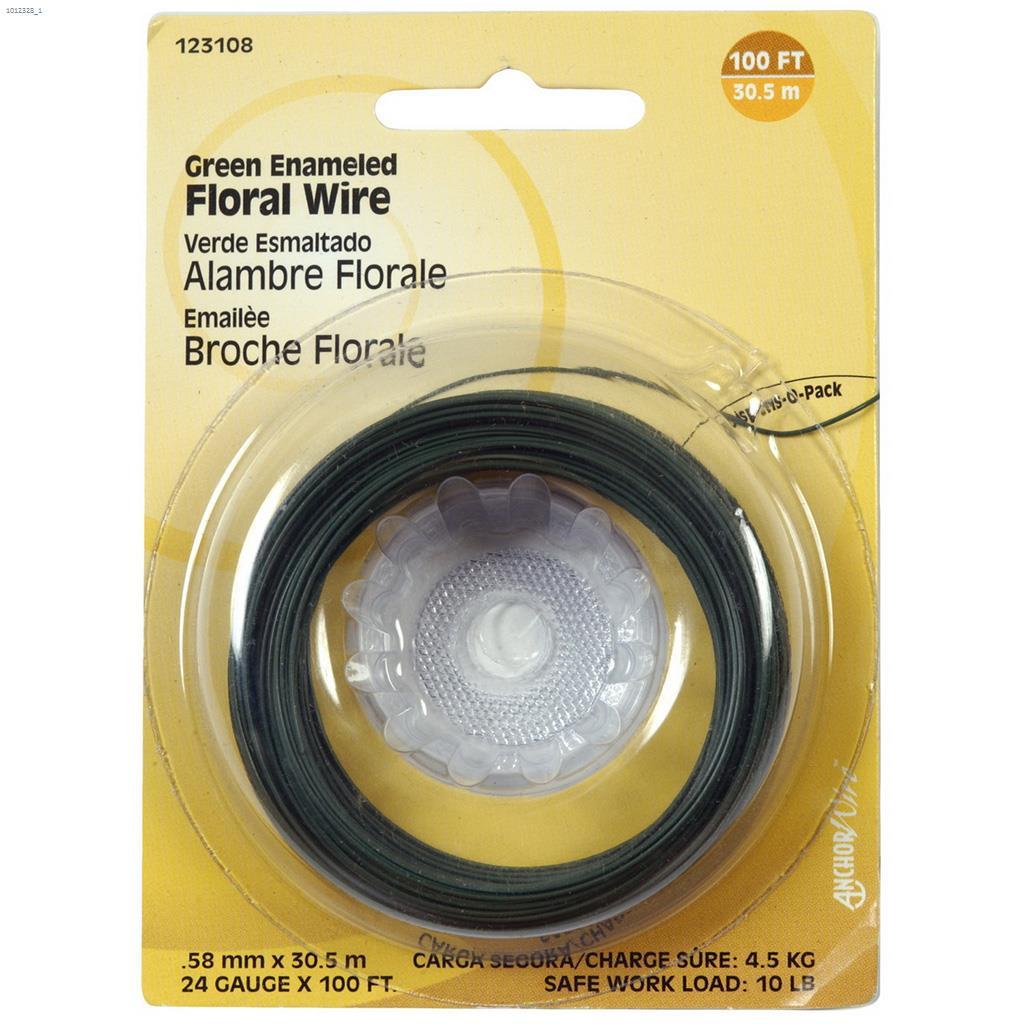 24 Gauge x 100' Green Enamel Coated Floral Wire