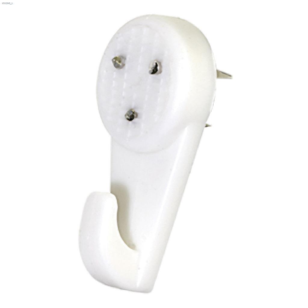 1/2" Plastic White Nail-In Hardwall Hook-5/Pack