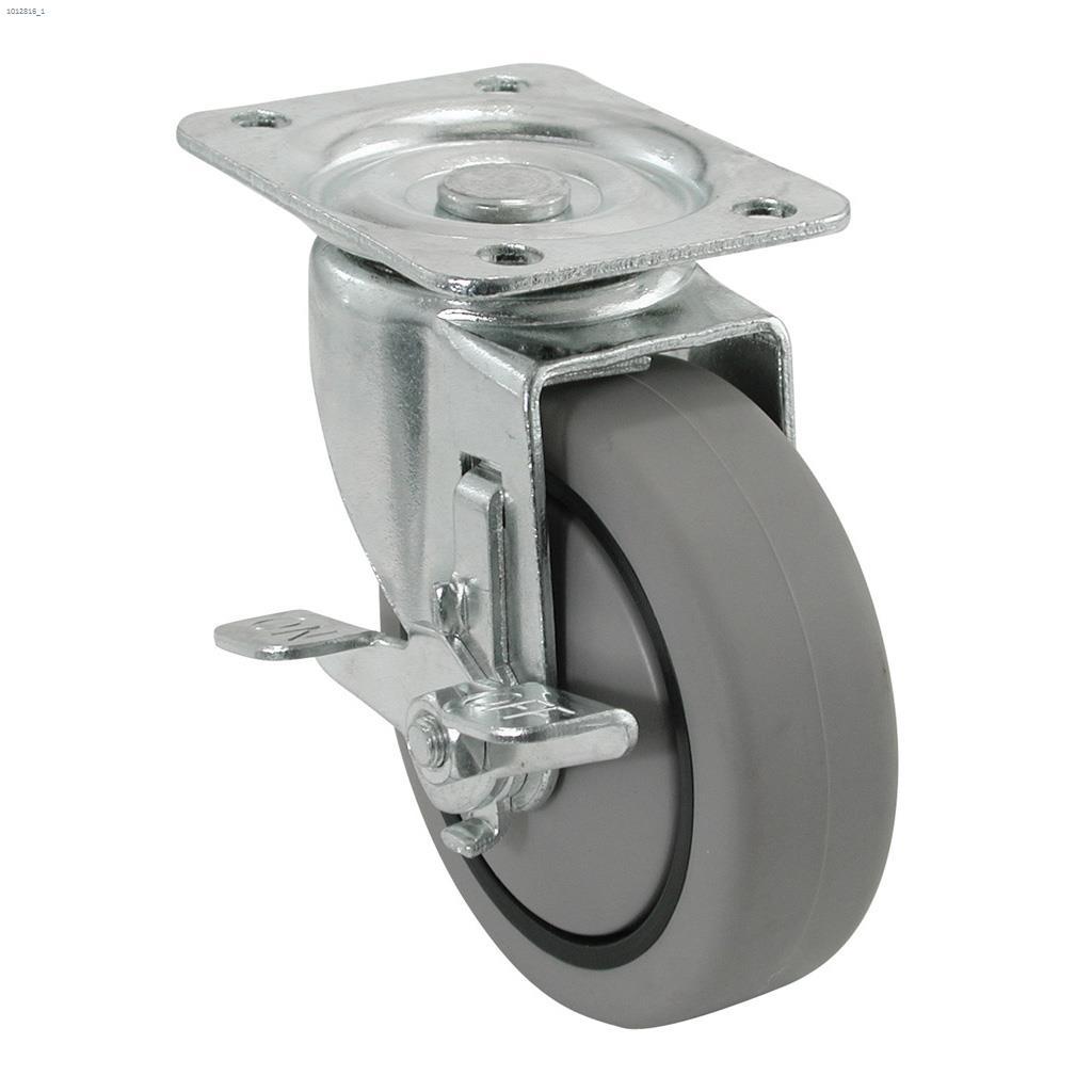 3" x 3-13/16" Black Medium Duty Swivel Caster With Brake