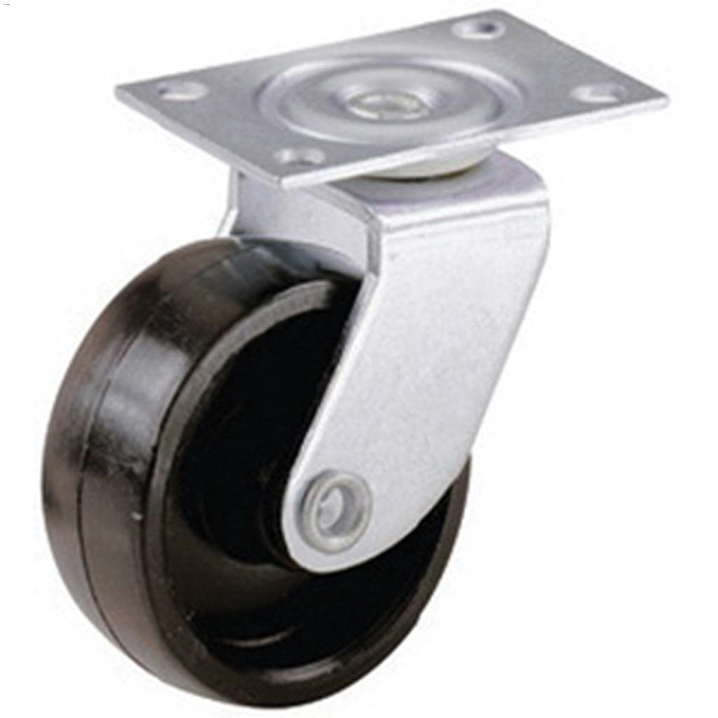 Roulette pivotante rectangulaire économique noir 1-1/4"