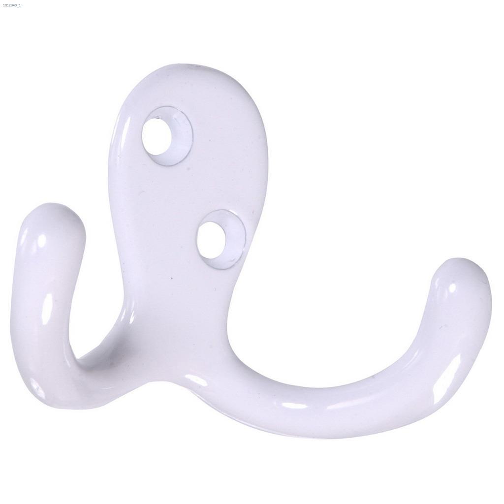 3" White Double Clothes Hook