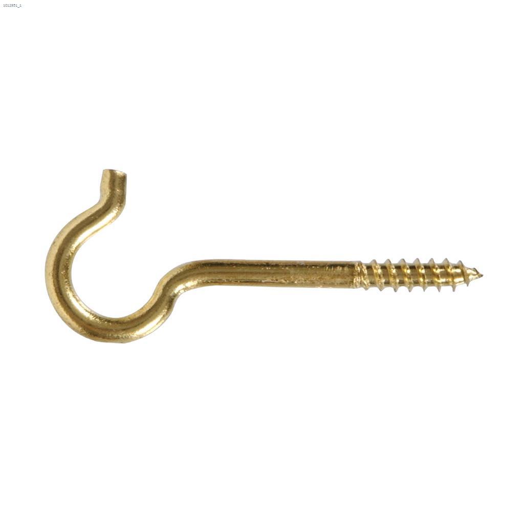 2-9/16" Solid Brass Ceiling Round Screw Hook-3/Pack