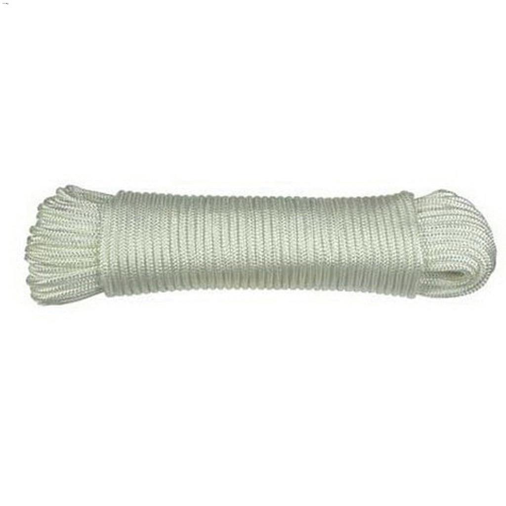 3/16" x 100' White Polyester Diamond Braided Rope