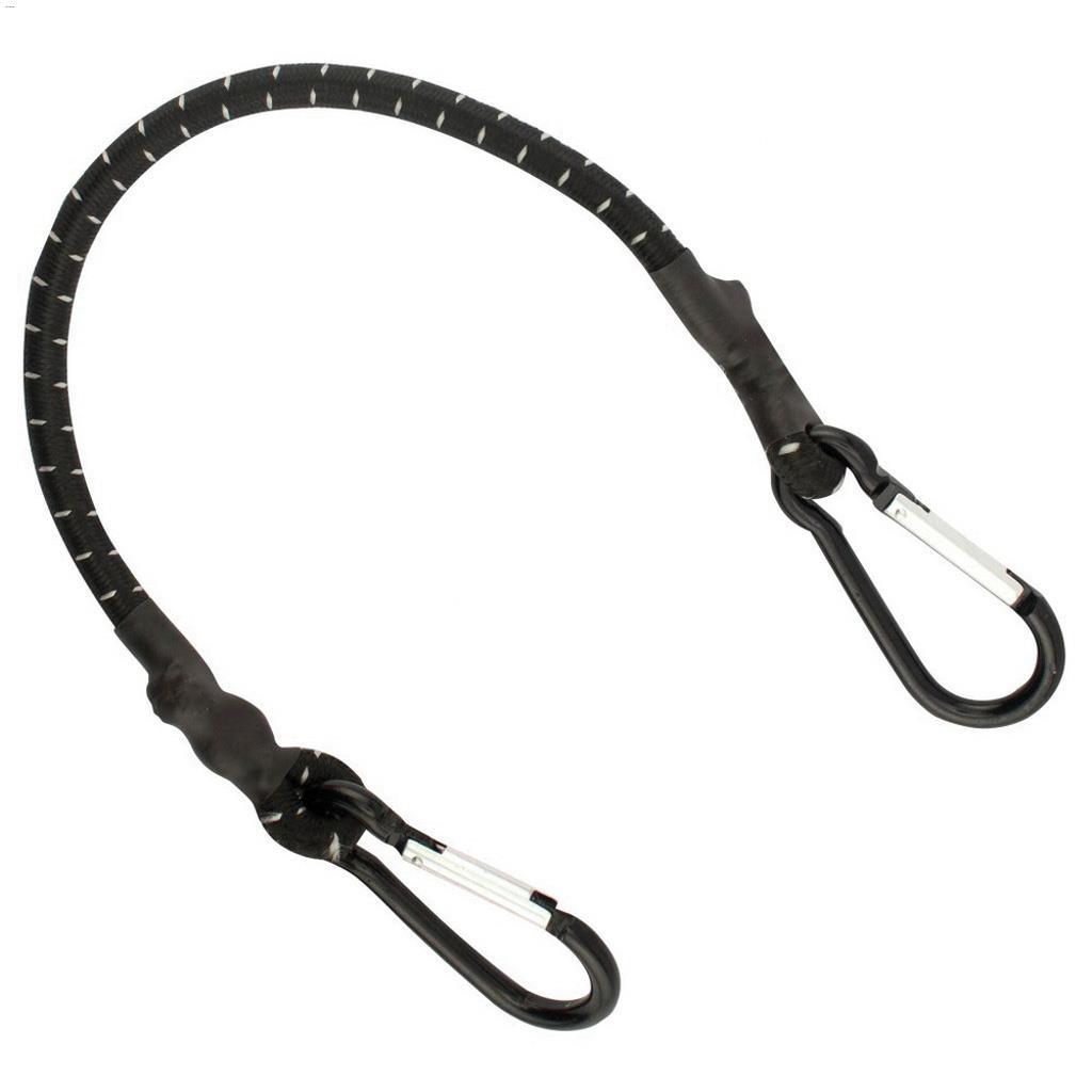 3/8" x 36" Black Round Stretch Cord With Carabiner Hook