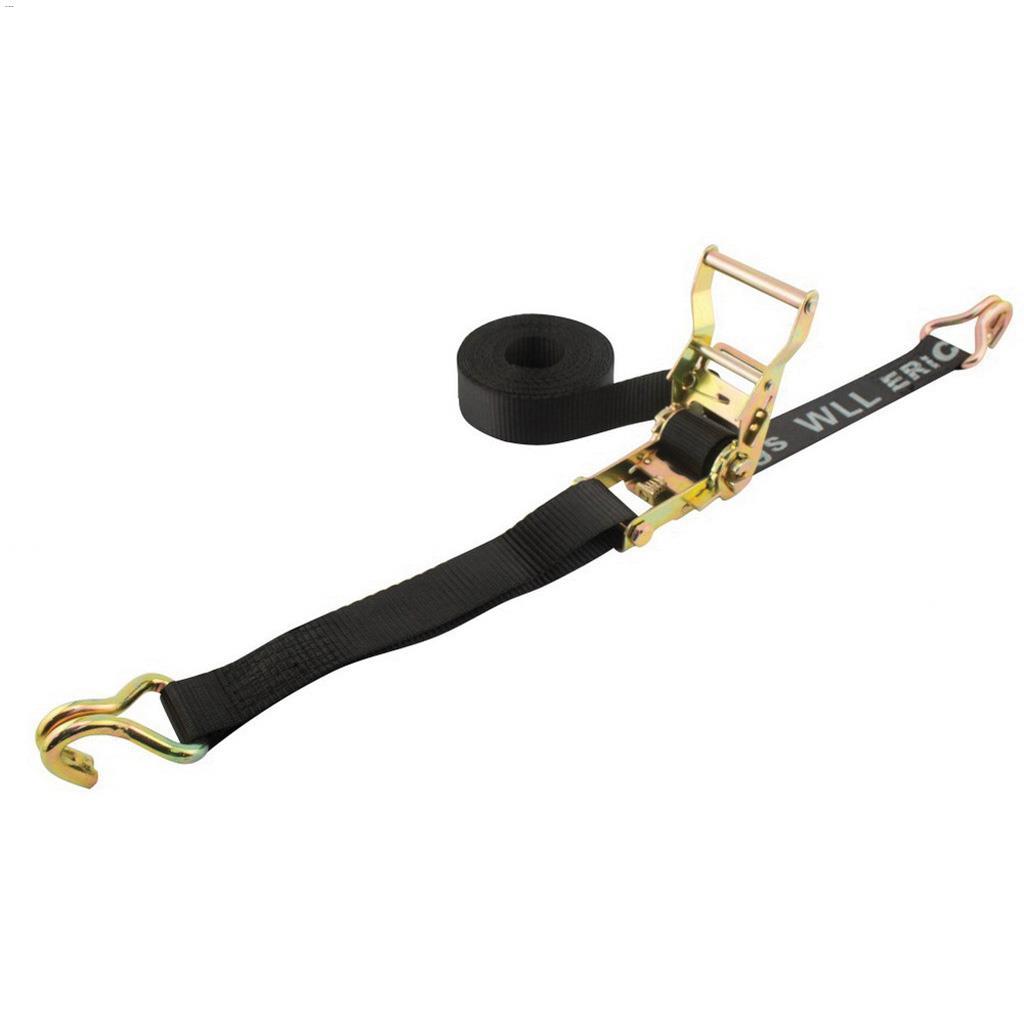 15' x 1-1/2" Black Ratchet Strap With Double J-Hooks