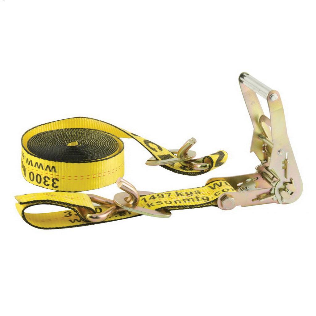 20' x 2" Yellow Ratchet Strap With Floating D-Ring