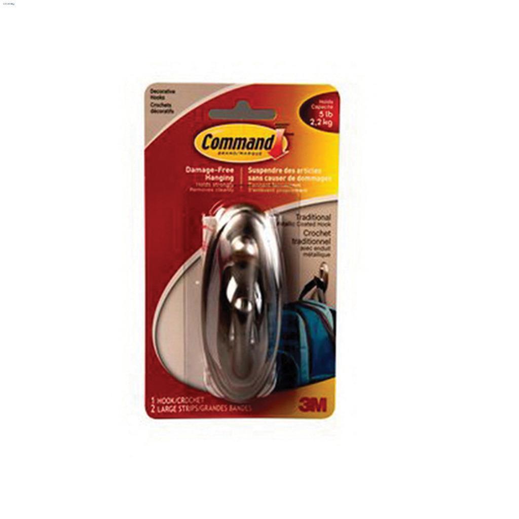 Command Brushed Nickel Large Traditional Decorative Hook