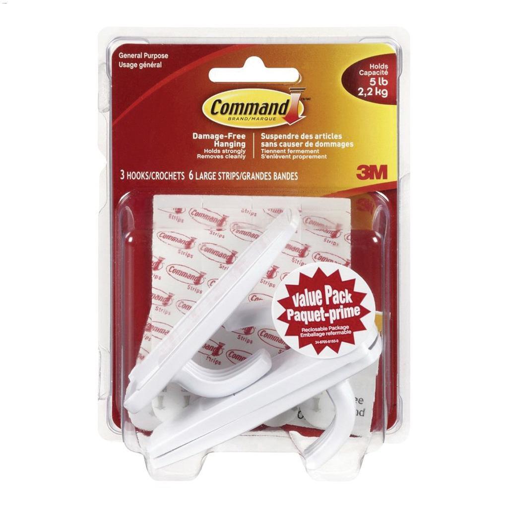 Command White Large Utility Hook With Large Strips