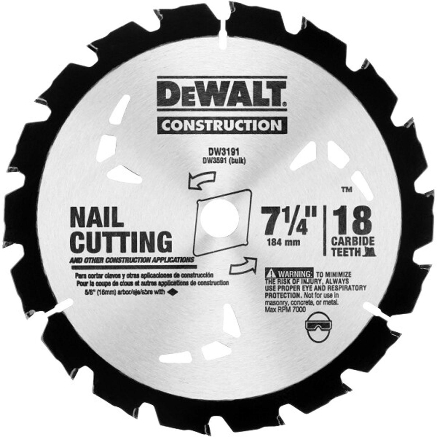 Small Dia Construction Circular Saw Blade 7-1/4" 18 Teeth